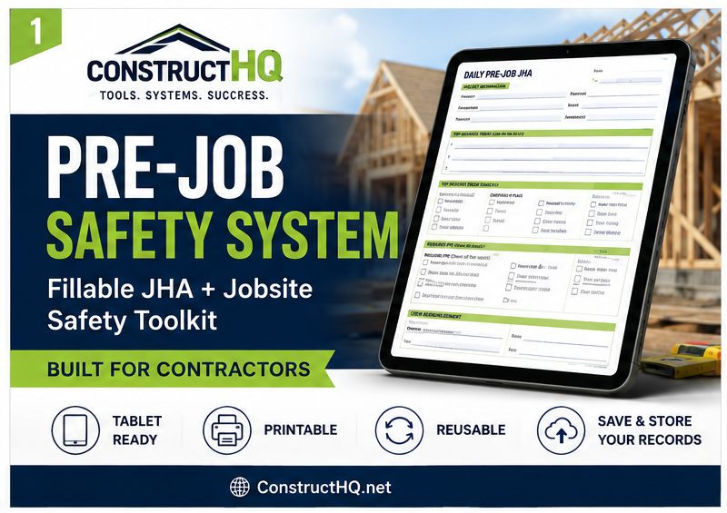 Pre-Job Safety System | Fillable JHA & Jobsite Safety Toolkit for Contractors