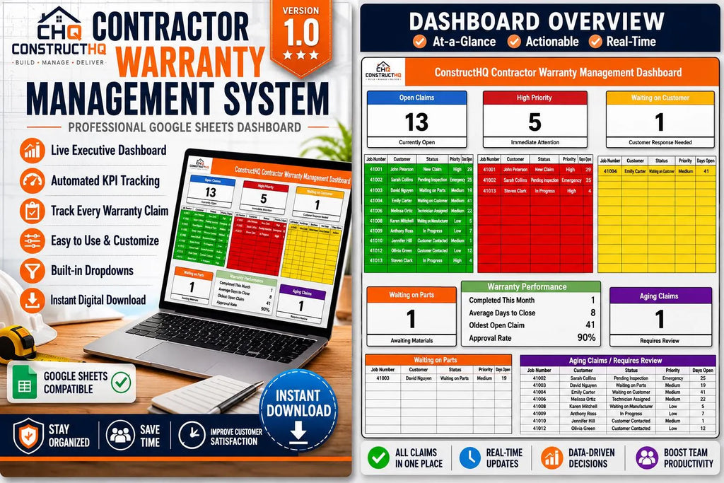 Contractor Warranty Manager | Google Sheets Tracker